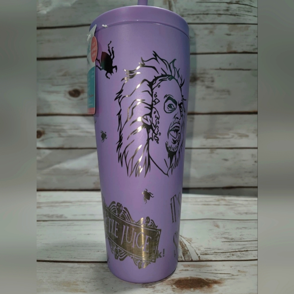 Laser engraved Beetlejuice cup